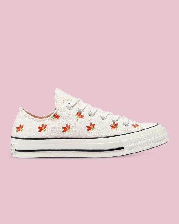 Converse Chuck 70 Embroidered Garden Party Beige Sko Danmark - Converse Lave Sneakers Dame - 84167ZR